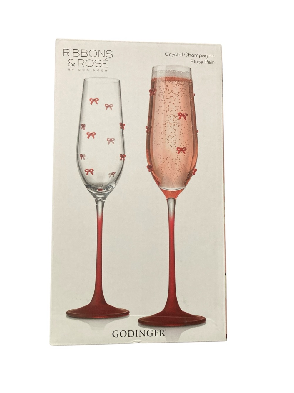 Godinger ribbons and roses crystal champagne flutes coquette girl